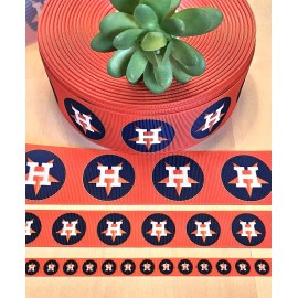 Unbranded 3/8, 5/8, 7/8 & 1.5" (1YD) Houston Astros Grosgrain Ribbon Baseball Cheer Bow - 5/8"