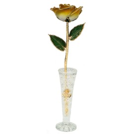 24k Gold Rose - Real Rose Dipped in Gold w/Vase (2-Tone Orange)