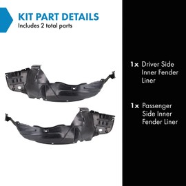 TRQ TRQ Inner Fender Liner Set Compatible with 1996-1998 Acura RL AC1248110 AC1249110