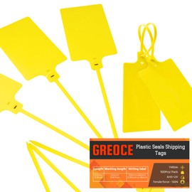 100 Plastic Seals Shipping Tag, Plastic Tags for Labeling, Waterproof Tags Writable Surface, Big Sign Tie Large Label for Security Seals, Shipping Label, Packaging Hanging (YELLOW1)