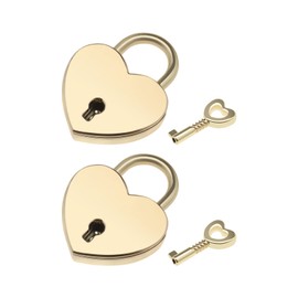 2 Pieces Heart Shape Padlock with 2 Cute Keys Mini Metal Locks for Diary Intimate Box Jewellery Box for Drawers 39 x 30 x 6 mm