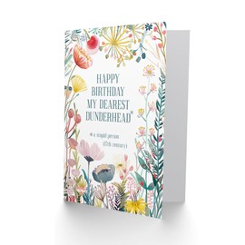Artery8 Greeting Card Happy Flowers Dunderhead 17th Century Funny Word For Her Woman Daughter Sister Friend Birthday Card