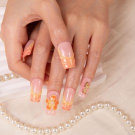 LOVFUL Press on Nails Tropical Fantasy| Handmade with Full Covered Crystals | Reusable Fake Nails | Square Regular 1.0 in | H310L