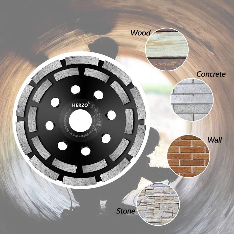 HERZO Diamond Concrete Grinding Wheel 5 inch,Double Row Diamond Cup
