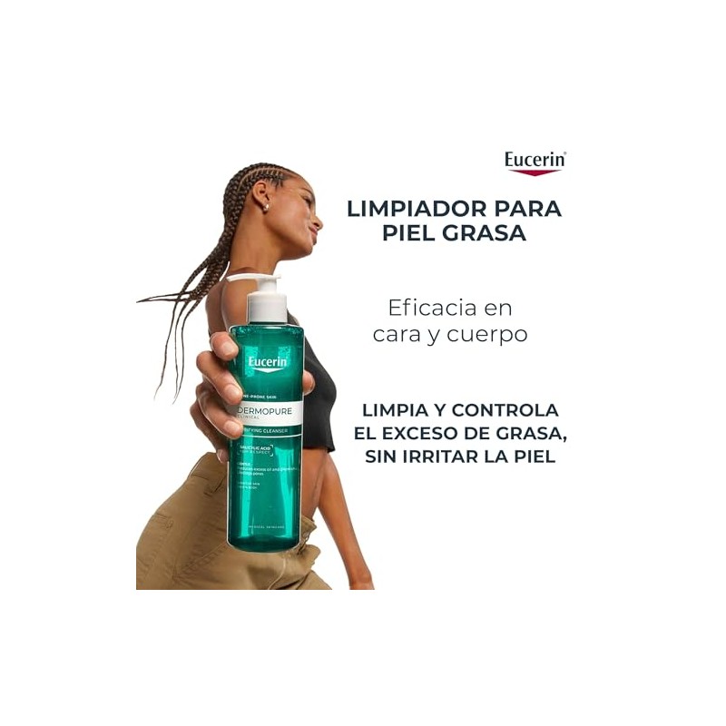 Eucerin Gel Limpiador Facial Piel Grasa Imperfecciones, 400Ml