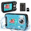ISHARE Underwater Camera,4K 48MP 17FT Waterproof Camera for Snorkeling,Dual Screen