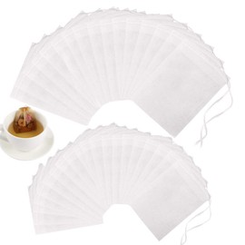200 Pcs Tea Bags for Loose Leaf Tea, Disposable Tea Filter Bags with Drawstring Natural Empty Tea Bags for Loose Tea and Coffee (3.54x2.75 inch/1.96x2.75 inch)