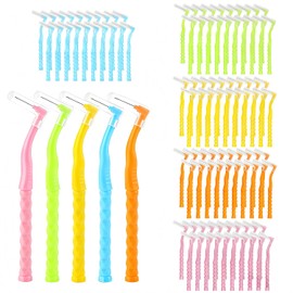 100 Stück InterdentalbüRsten, ZahnzwischenraumbüRsten, mit Rutschfestem Griff, Dentalbürsten in 5 Größen für Zahnreinigung Zwischenräume Mundreinigung Zahnspangen, 5 Farben