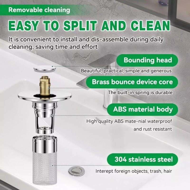 2x Bathroom Sink Stopper Hair Catcher Bathroom Pop Up Sink