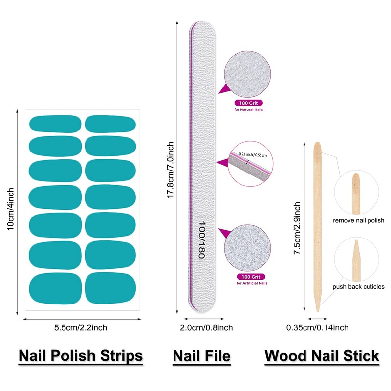 Nail Polish Strips - Solid Color, DANNEASY 24 Sheets Adhesive