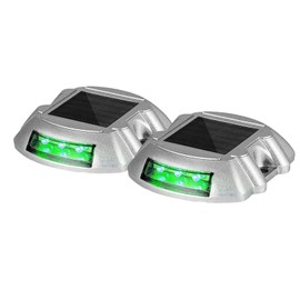 LEZOOY 2 Pack Solar Driveway Ground Marker Lights Waterproof Outdoor Road Steps Dock Lights Suitable for Driveways Sidewalks Steps Courtyards Small Street Green