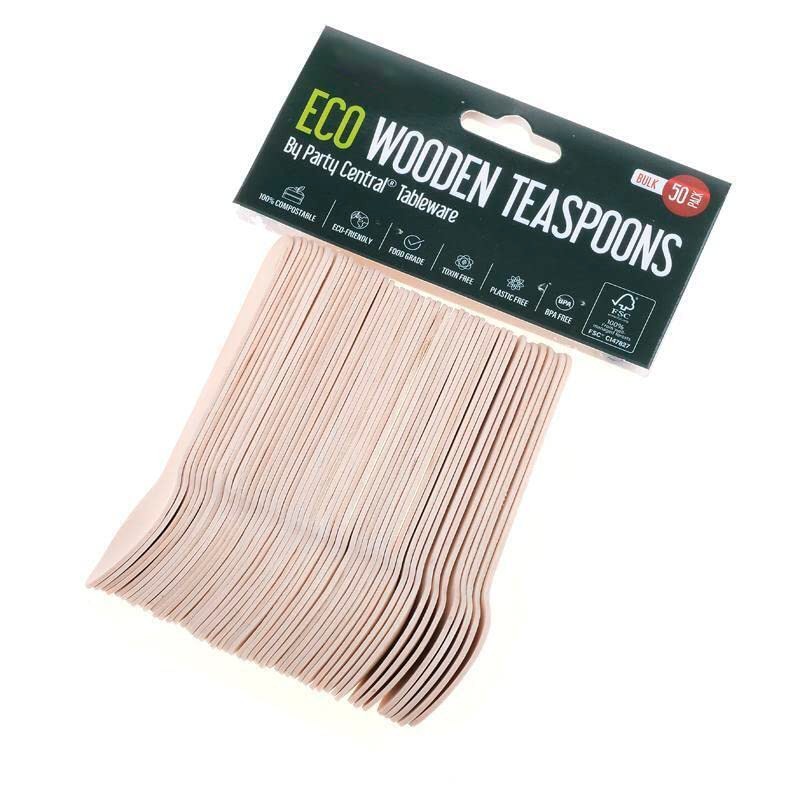 250PCS Wooden Cutlery Teaspoon Eco-Friendly 11cm Party Home Kitchen Utensil