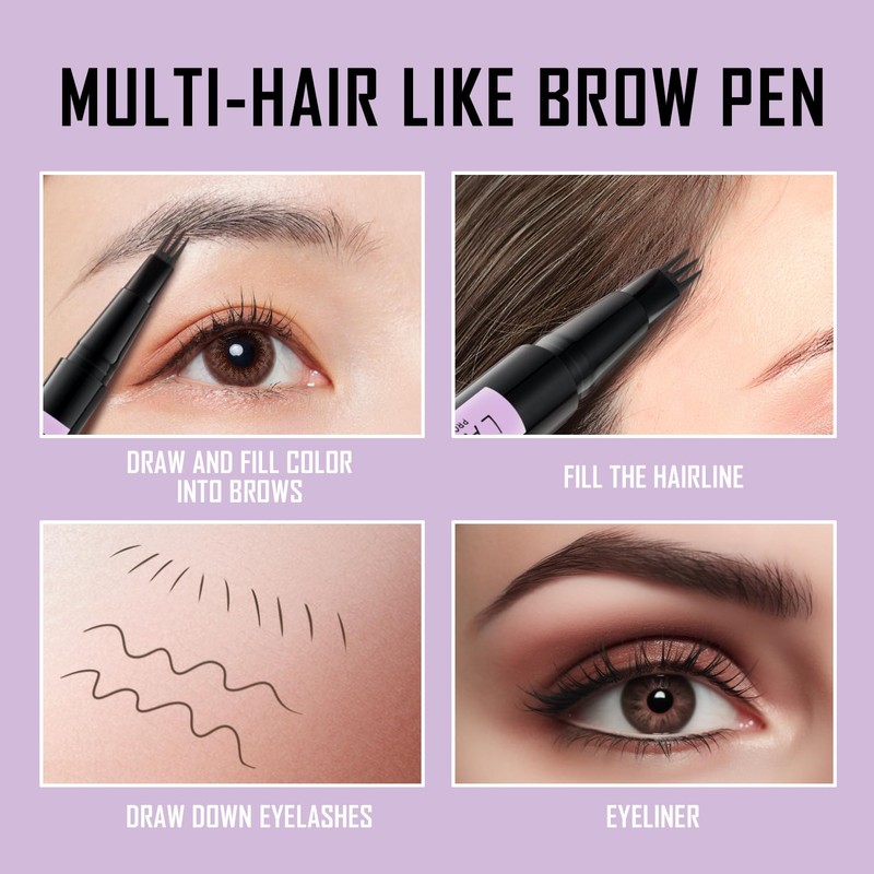 LAVONE 2-In-1 Waterproof Eyebrow Pen, with 3 Tip Microblading Eyebrow