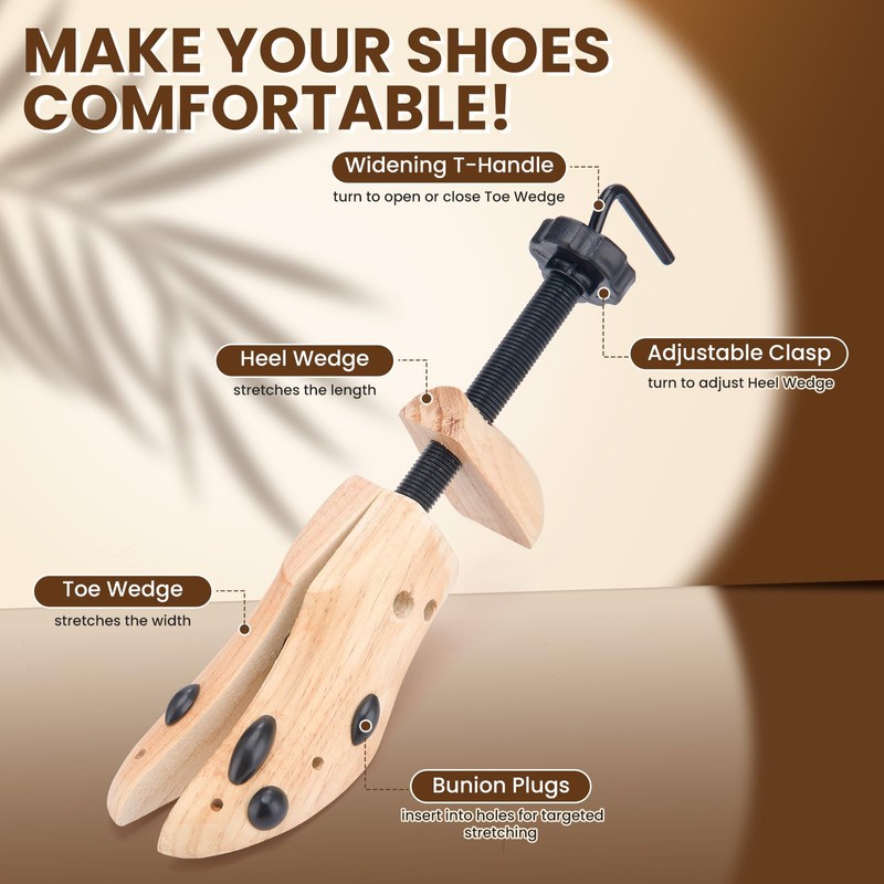 LuckySlycyc 4-Way Adjustable Shoe Stretcher for Wide Feet & Bunions