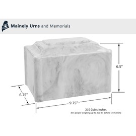 Summer Rose Acadia Cultured Marble Cremation Urn - 210 Cubic Inch Capacity - Cremation Urn for Human Ashes - Suitable for Ground Burial or Home Memorial