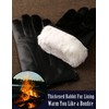 OCXMME Very Warm Mens Rabbit Fur Leather Gloves for Men