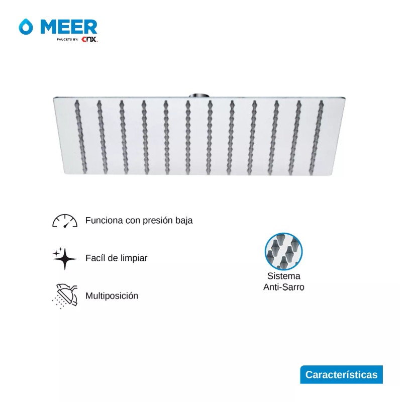 CNX Meer | Regadera Cuadrada De 15 Cm, Acero Inoxidable