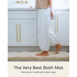 House of Noa Bath Mat – Plush Cotton Non Slip Luxury Bathroom Rugs Washable – Soft Handmade Absorbent Bath Mat for Bathroom Floor, Vanity, or Tub-Side Use – Harper Au Lait 21x34