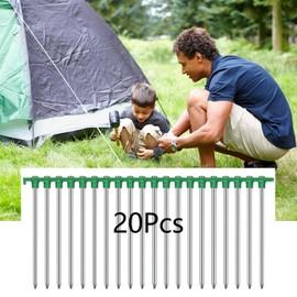20Pcs Tent Pegs, BetterJonny 7inch Non-Rust Family Pop Up Household, Heavy Duty Galvanized Metal Tent Pegs Garden Staples Ground Pins Camping Fence Hooks