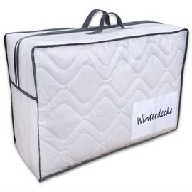 franknatur 2 x Storage Bag Carry Bag Zip for Duvets All-Purpose Bag Breathable Tiara White