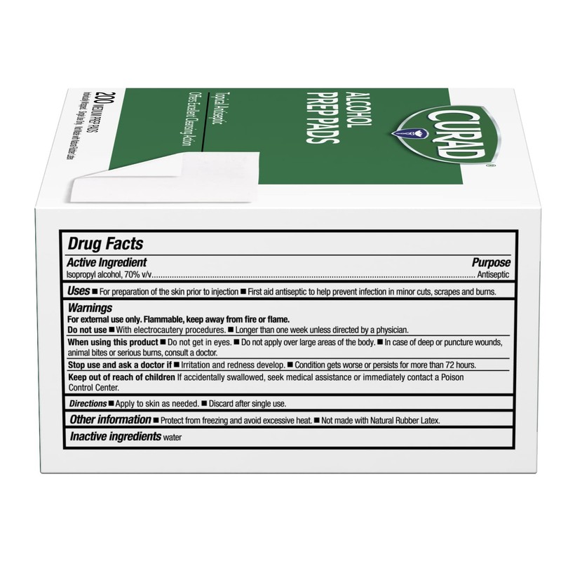 Curad Curad Alcohol Disinfectant Prep Pads, 2-ply, Medium Size, 200