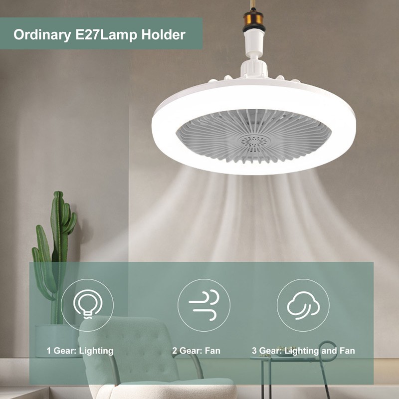 Small Ceiling Fan with Light Remote Control E27 Lamp Holder