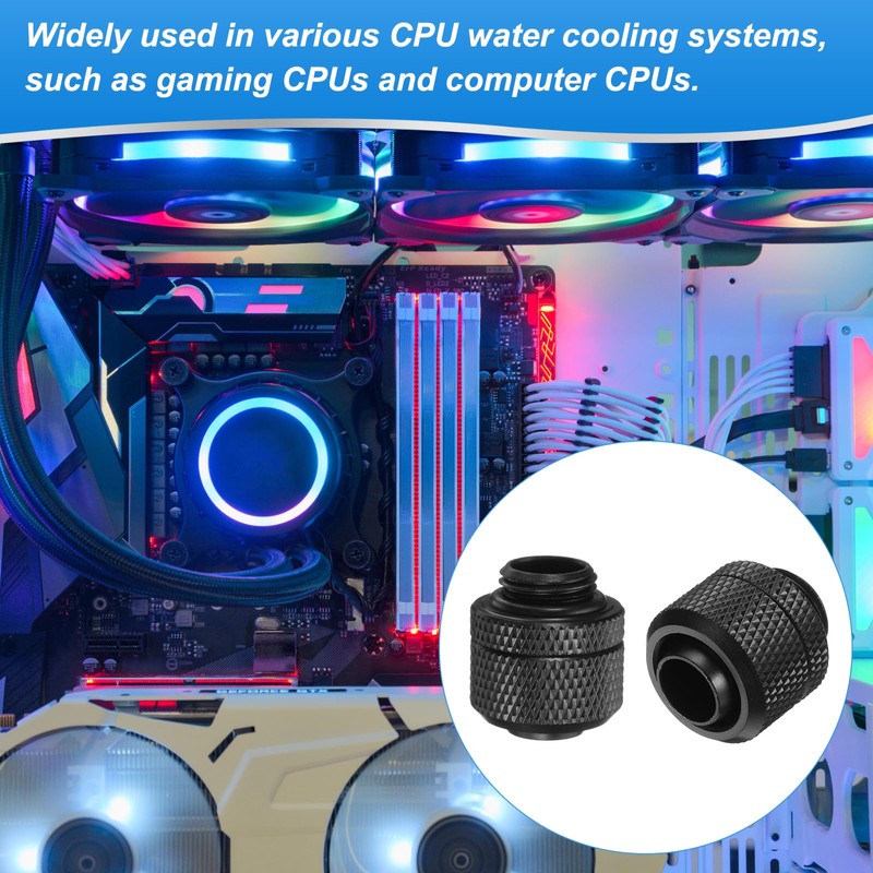 sourcing map 2pcs Water Cooling Adapter G1/4" Thread to 10mm