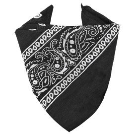 Bandana 100% Cotton 3/5/10 Set for Women Men Children Unisex Plain and/or Paisley Pattern Code A644, black, Satz 1 Stück
