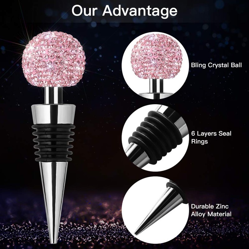 Soleebee Bling Decorative Wine Stoppers,Wine Bottle Stopper with Crystal Rhinestone,