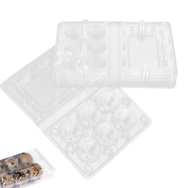 ZOFUN 100 Pcs Quail Eggs Boxes, 11 x 7.6 x 3.6cm Quail Egg Boxes with 6 Grids, Clear Quail Eggs Holders for Refrigerator, Stackable PVC Quail Egg Containers for Small Pheasant Pigeon Eggs Storage