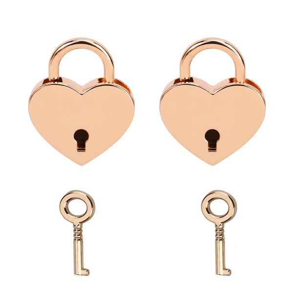 VeYocilk 2 PCS Mini Golden Heart Shaped Lock Small Cute