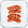 HoPliGhe Microwave Bacon Cooker Pan, Square Glass Bacon Tray for