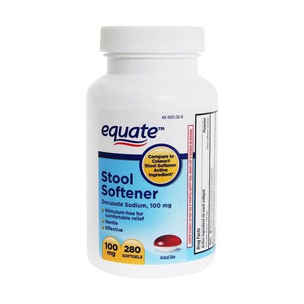 Equate Stool Softener, Docusate Sodium, 100mg, 280ct, Compare to Colace