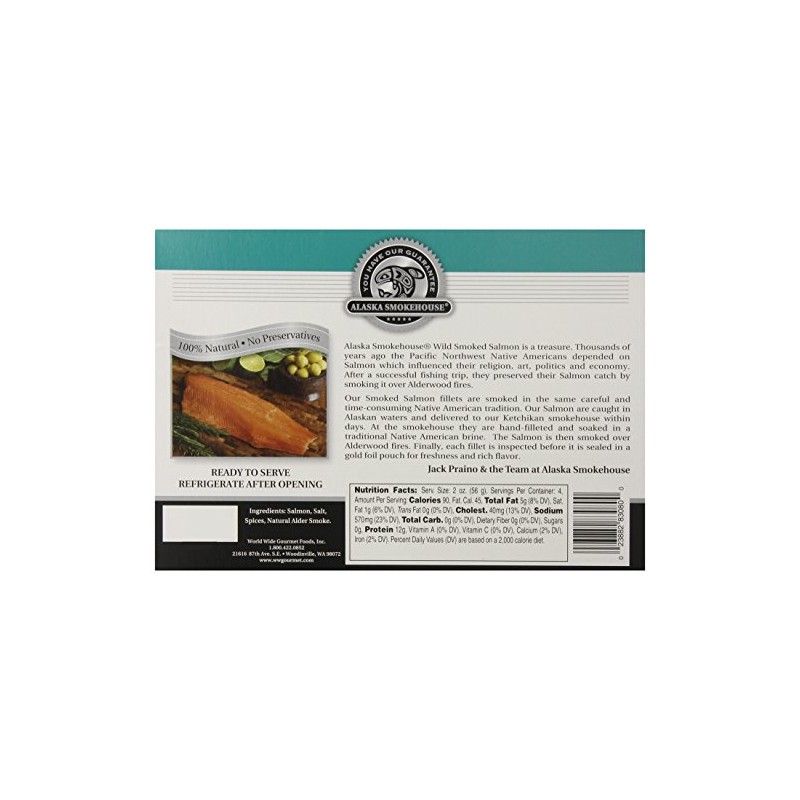 Alaska Smokehouse Smoked Salmon Fillet, Gift Box, 8 Oz