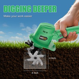 Muylux 20V Cordless Tiller Cultivator for Gardening, Electric Garden Tiller with 2 x 2.0Ah Batteries & Charger, Garden Rototiller for Lawn Gardening Soil Cultivation