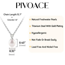 Freshwater Pearl Necklace Pearl Pendant Necklace 18K Gold Plated Dainty Pearl Necklace Single Pearl Necklace Silver Pearl Necklace Real Pearl Necklace Bridesmaid Gifts