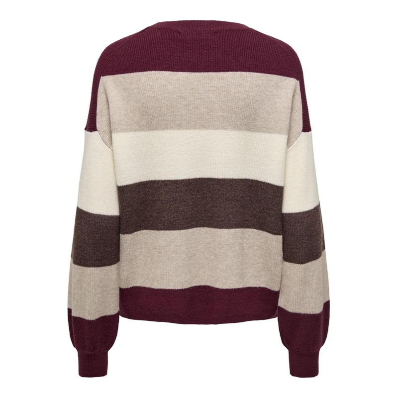 Onlatia KNT Noos L/S Stripe Pullover, Zinfandel