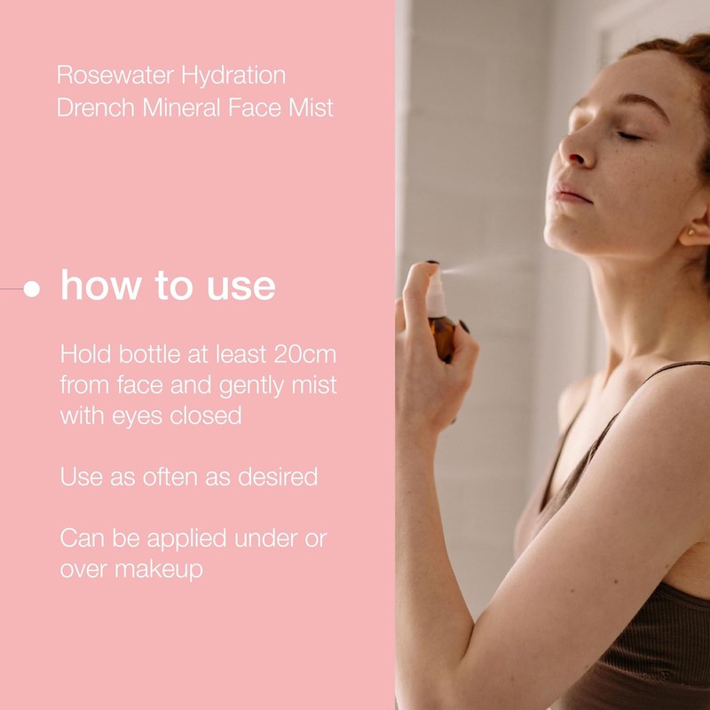 Rosewater Drench Mineral Face Mist by Natio for Women 6.7