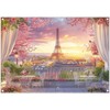 Luminora Fabric 7x5ft Paris Eiffel Tower Backdrop Cityscape Terrace Pink