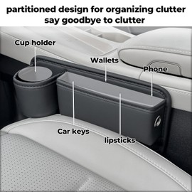PLEW Anti-Drop Car Seat Gap Filler Organizer, Premium Leather Console Organizer, Easy Access to Phone/Keys, Universal Fit for Car SUV Truck Multi-Purpose Essentials Organizer(2PC)
