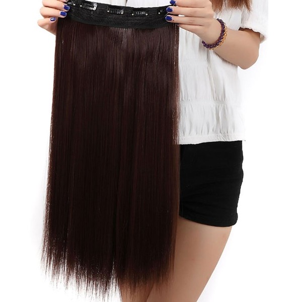 S-noilite® Clip-In Extensions Hair Thickening Hairpiece Like Real Hair Synthetic 58 cm 140 g Straight Wig Medium Brown