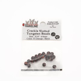Hareline Crackle Slotted Tungsten Beads #137 3/16'' (4.76mm) Fl Orange/Black