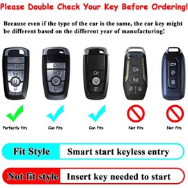 Ford Key Fob Cover Case Shell with Keychain - Smart Key Case for Explorer, Fusion, Escape, Edge, Expedition, F150, F250, F350, F450, F550, Maverick, Mustang - 3/4/5 Buttons (Black)