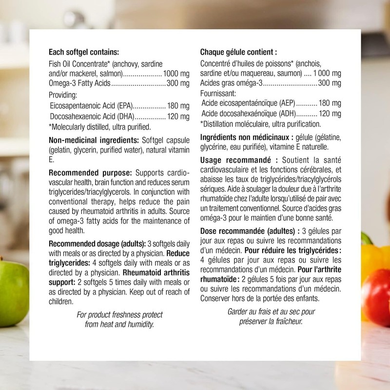 Webber Naturals Omega-3 Fish Oil 1000 mg 210 Softgels Supports