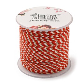 Elecrelive 21.8 Yards Metallic Macrame Cord 1.5mm 4-ply Polyester Twisted Cord Braided Twine Colorful Macrame String for Bracelets Gift Wrapping Wall Hanging Plant Hanger, Red