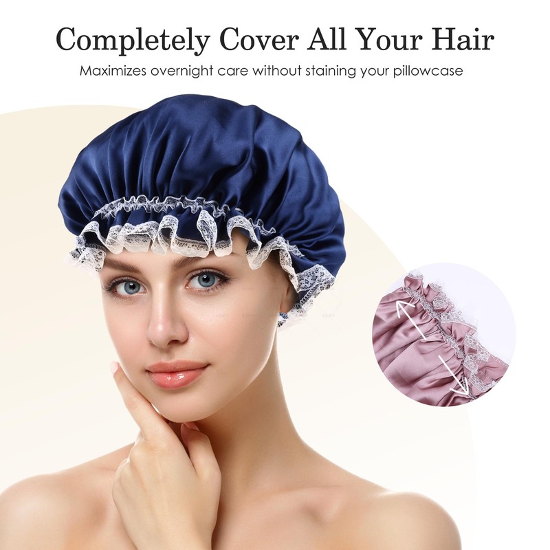 ZLYC Mulberry Silk Sleeping Bonnet for Women Hair Night Sleep