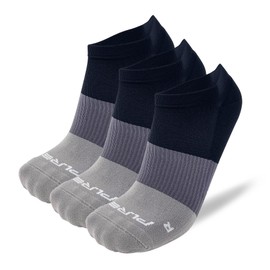 Calcetines de agarre de yoga invisibles, calcetines antideslizantes con agarres para mujeres y hombres, pilates, 3 Pares - Negro-Gris, M