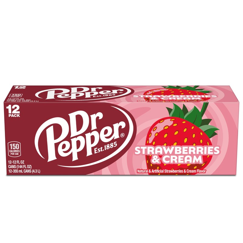 Dr Pepper Strawberries and Cream Soda, 12 fl oz cans,