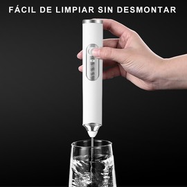 MXCOCO Agitador de Leche 6 en 1 con Base de Soporte, Espumador Eléctrico Recargable con 3 Cabezales de Acero Inoxidable y 3 Velocidades, Batidora de Mano para Espuma de Leche,Capuchino,Huevos,Harina