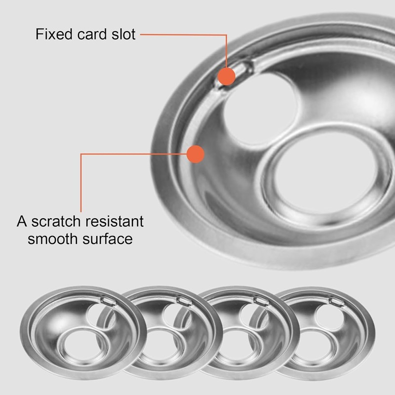 4PCS Chrome Range Drip Pans,Replacemen Electric Stove Drip Pans,Include 2